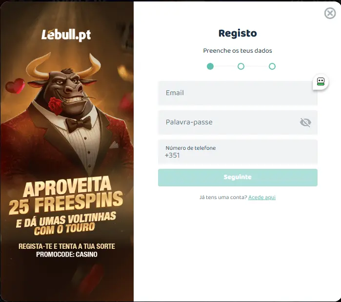 Iniciar sessão no LEBULL